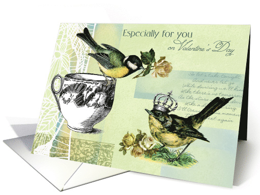 Especially for you on Valentine's Day Vintage Birds Collage card