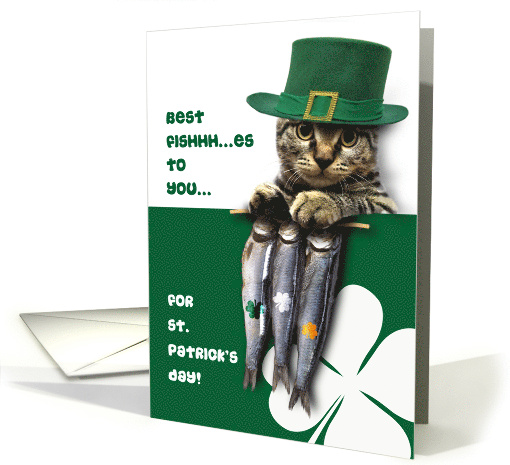 Happy St. Patrick's Day Funny Kitten with Fish card (902289)