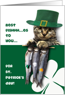 Happy St. Patrick’s Day Funny Kitten with Fish card