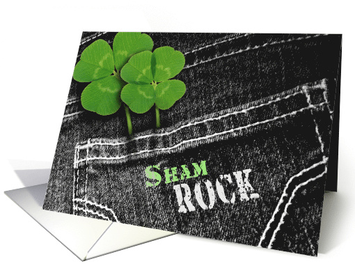 Birthday on St. Patrick's Day Shamrocks in Jeans Pocket card (902328)