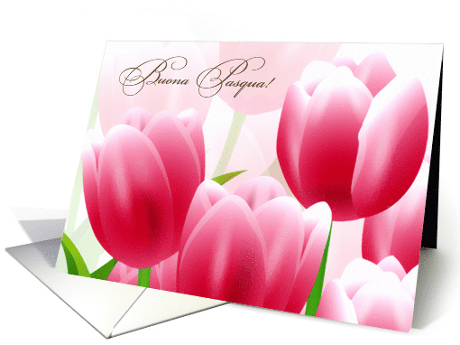Buona Pasqua. Italian Easter Gard with Spring Tulips card (912395)