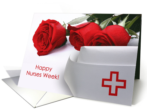 Happy Nurses Week Roses and Vintage Nursing Cap card (913494)