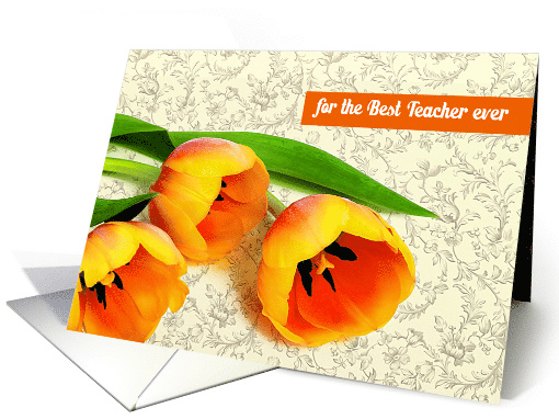 For the Best Teacher ever. Spring Tulips Teacher Appreciation card