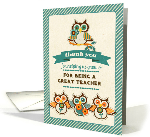 Thank You, Teacher. Funny Owls Teacher Appreciation card (920539)
