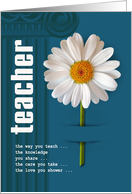 Thank You, Teacher. White Daisy design Teacher Appreciation card