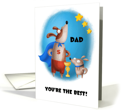 For the Best Dad on Father's Day Cute Dog Dad and His Puppy card