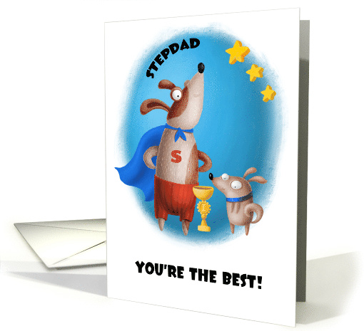 For Stepdad on Father's Day Cute Dog and His Puppy card (926270)