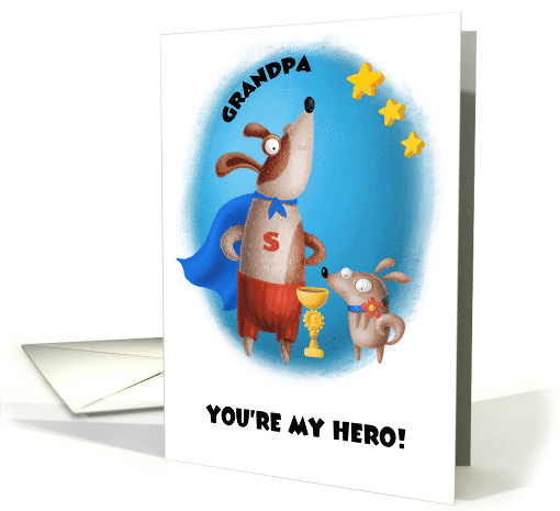 For Grandpa on Father's Day Cute Dogs Grandpa and Granddaughter card