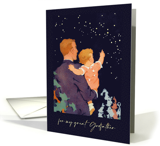 For Godfather on Father's Day. Vintage Father and Child card (926396)