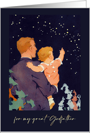 For Godfather on Father’s Day. Vintage Father and Child card