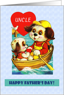 For Uncle on Father’s Day. Cute Vintage Dog and Puppy card