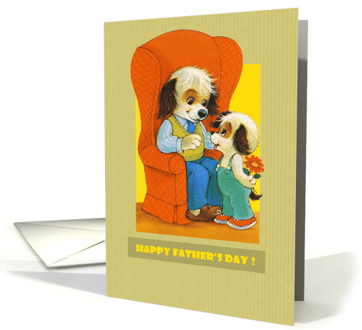 Happy Father's Day. Cute Vintage Dogs Dad and Son card (926567)