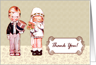 Wedding Thank You. Fun Vintage Bride and Groom card