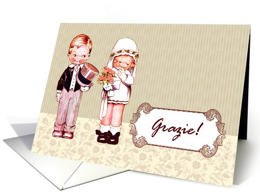 Grazie! Wedding Thank You Card in Italian. Vintage card (930326)