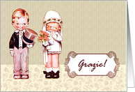 Grazie! Wedding Thank You Card in Italian. Vintage card