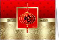 Happy Chinese New Year of the Snake Traditional Red Lantern card