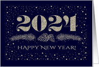 Happy New Year 2023 Silver Glitter Like Pine Branches card