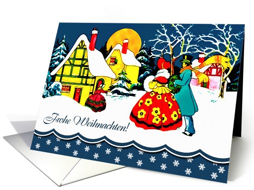 Frohe Weihnachten. German Card with a Vintage Christmas Scene card