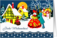 Frohe Weihnachten. German Card with a Vintage Christmas Scene card