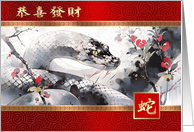 Year of the Snake Card with a Vintage Snake image card
