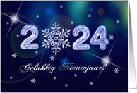 Gelukkig Nieuwjaar 2024 Happy New Year in Dutch Snowflake card