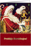 Prettige Kerstdagen. Dutch Christmas Card with a vintage Santa Claus card