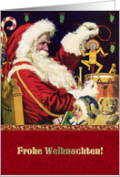 Frohe Weihnachten. German Christmas Card with a vintage Santa Claus card