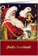 Feliz Navidad. Spanish Christmas Card with a vintage Santa Claus card