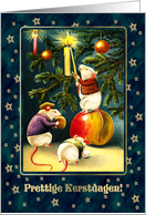 Prettige Kerstdagen. Dutch Christmas Card with Vintage Mice card