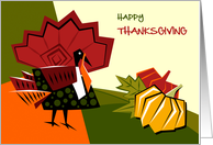 Business Thanksgiving Card with Colorful Turkey and Pumpkins card