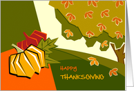 Business Thanksgiving Card with Colorful Pumpkins and Autumn Tree card