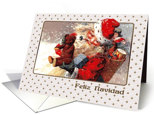 Feliz Navidad. Spanish Christmas Card with a vintage Santa Claus card