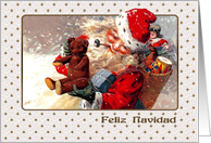 Feliz Navidad. Spanish Christmas Card with a vintage Santa Claus card