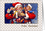 Feliz Navidad. Spanish Christmas Card with a vintage Santa Claus card