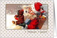 Happy New Year in Russian Vintage Santa Claus card