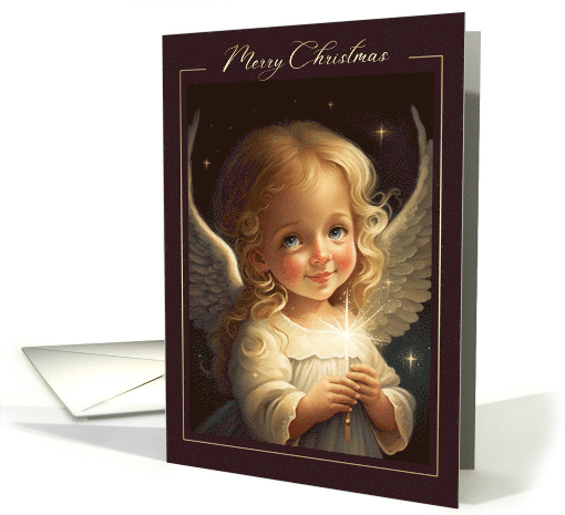 Merry Christmas Cute Vintage Little Angel card (980071)