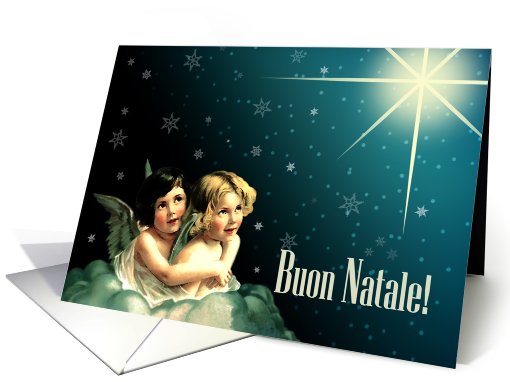 Buon Natale. Italian Christmas card with vintage angels card (980077)