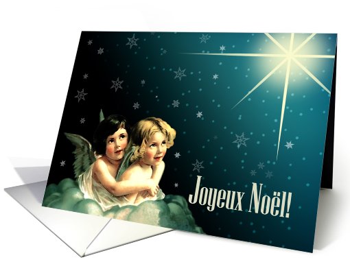 Joyeux Nol. French Christmas card with vintage angels card (980081)