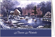 Buon Natale. Italian Christmas Card with Vintage Winter Scene card