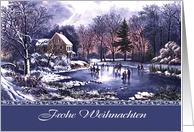 Frohe Weihnachten. German Christmas Card with Vintage Winter Scene card