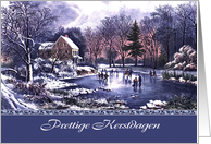 Prettige Kerstdagen. Dutch Christmas Card with Vintage Winter Scene card