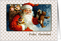 Feliz Navidad. Spanish Christmas Card with a vintage Santa Claus card