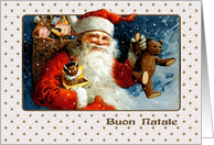 Buon Natale. Italian Christmas Card with a vintage Santa Claus card