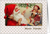Buon Natale. Italian Christmas Card with a vintage Santa Claus card