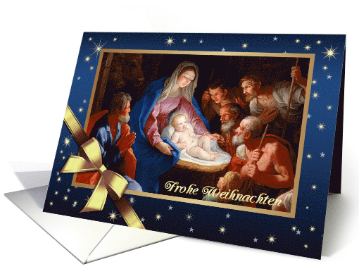 Frohe Weihnachten Merry Christmas in German Religious Painting card