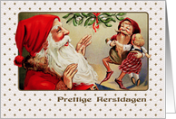 Prettige Kerstdagen. Dutch Christmas Card with a vintage Santa Claus card