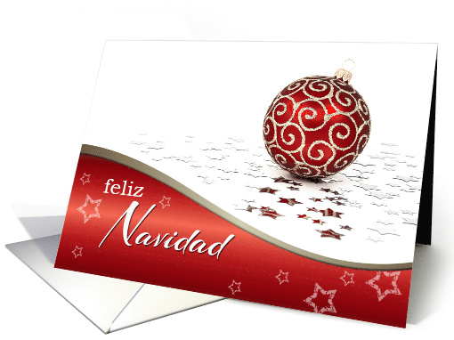 Feliz Navidad.Spanish Christmas Card with Christmas Ornament card