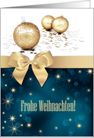 Frohe Weihnachten. German Christmas Card with Christmas Ornaments card