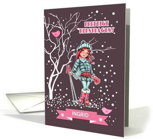 Prettige Kerstdagen Merry Christmas in Dutch Custom Name card (988495)