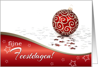 Fijne Feestdagen. Dutch Christmas Card with Christmas Ornament card
